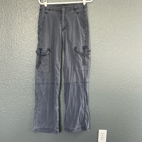American Eagle Outfitters Pants - American Eagle Women's Size 2 Super High Rise Baggy Wide Leg Cargo Pants Blue